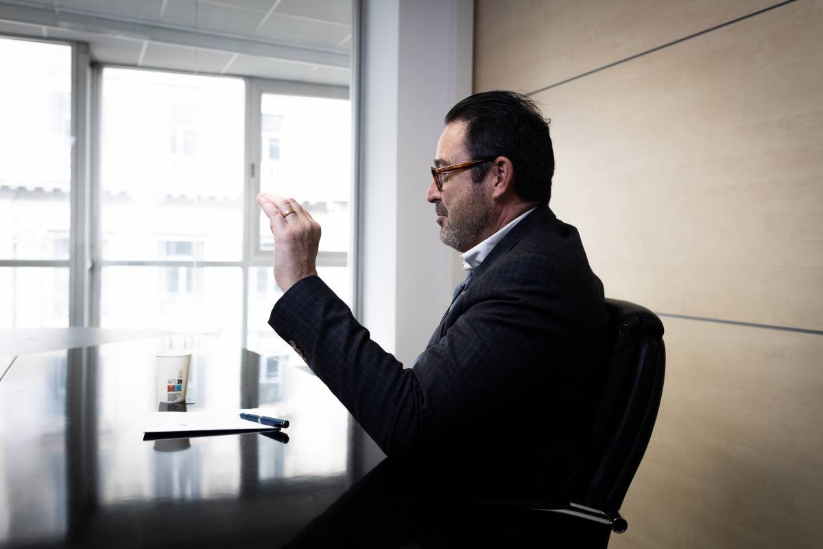 David Madí durant l`entrevista amb Nació - Hugo Fernández David Madí durant l`entrevista amb Nació