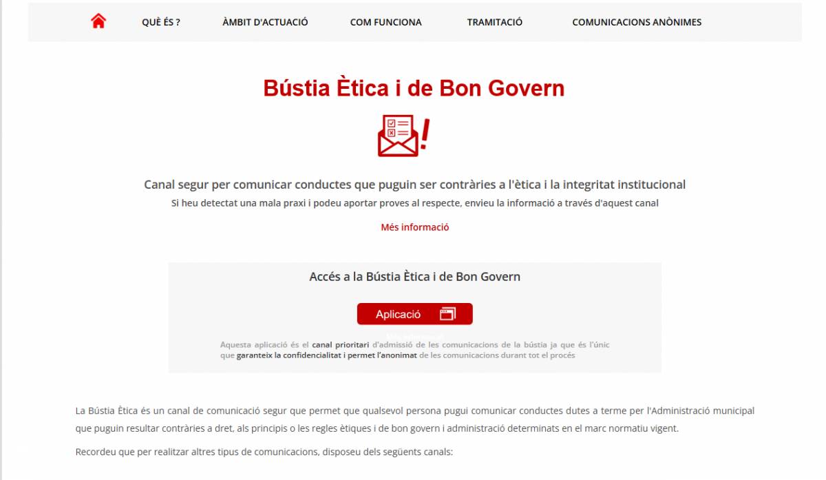 Bústia Ètica i de Bon Govern de l`Ajuntament de Terrassa