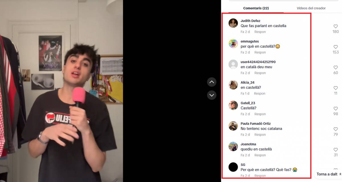 Comentaris crítics contra Alberto Gadel per fer contingut en castellà