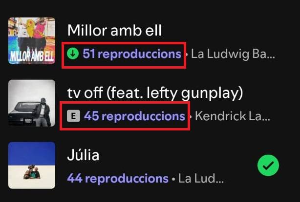 Així es veuen les cançons a la llista de més escoltades de l`Spotify Wrapped 2025