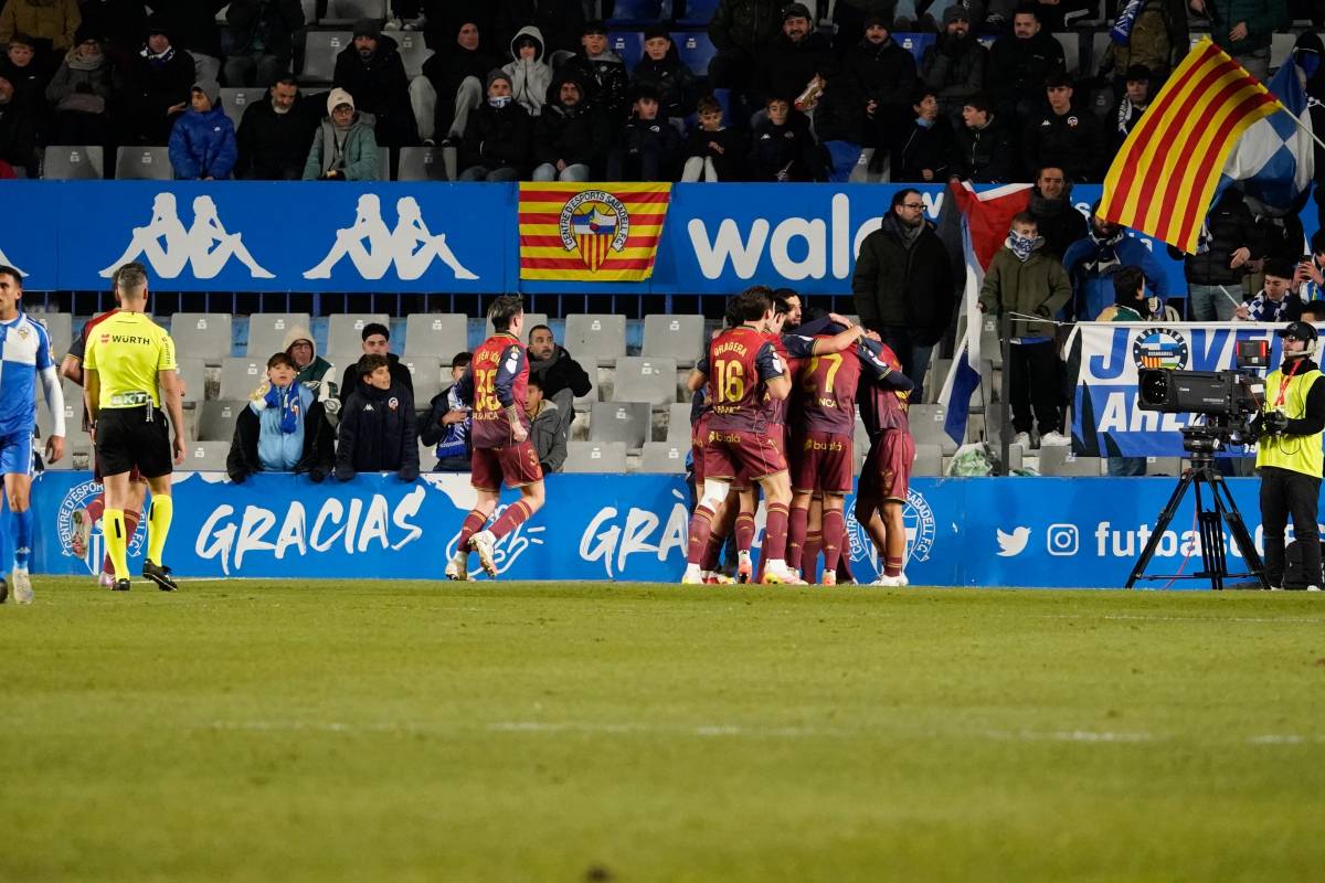 Els jugadors del Dépor, celebrant un dels gols