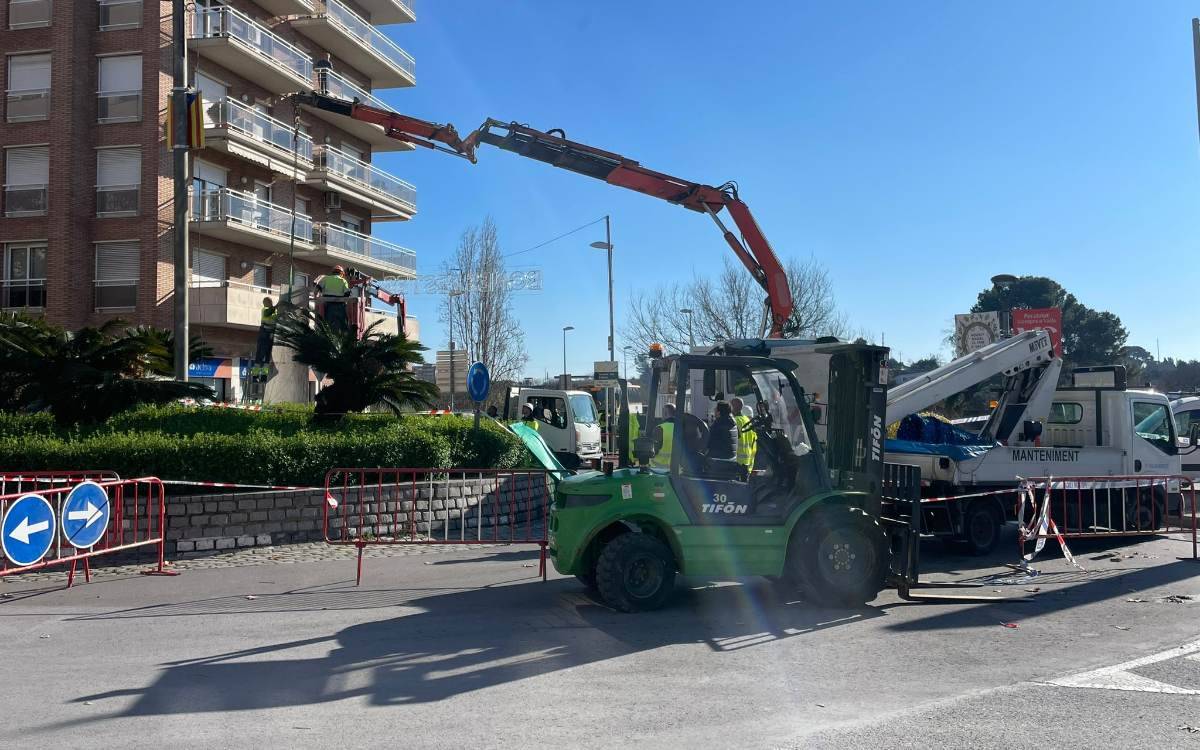 S'ensorra parcialment la rotonda d'una de les entrades de Valls per les últimes pluges