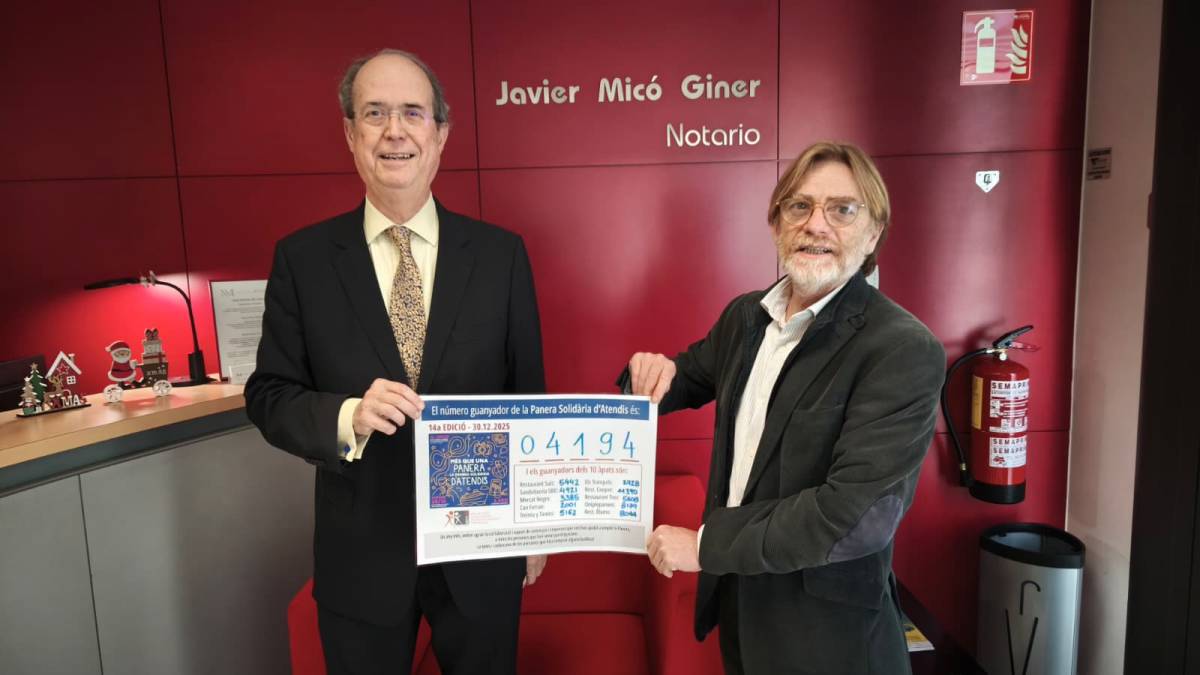 La Panera Solidària d’Atendis corona un número com a gran premiat i reparteix 10 àpats en restaurants