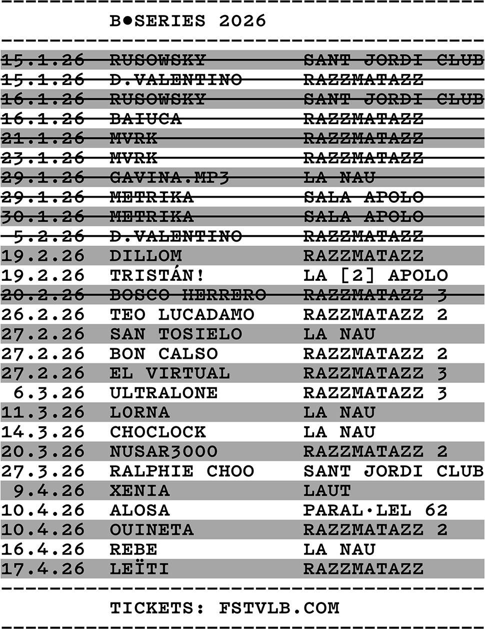 Els artistes i les dates en les quals actuaran al SERIES·B