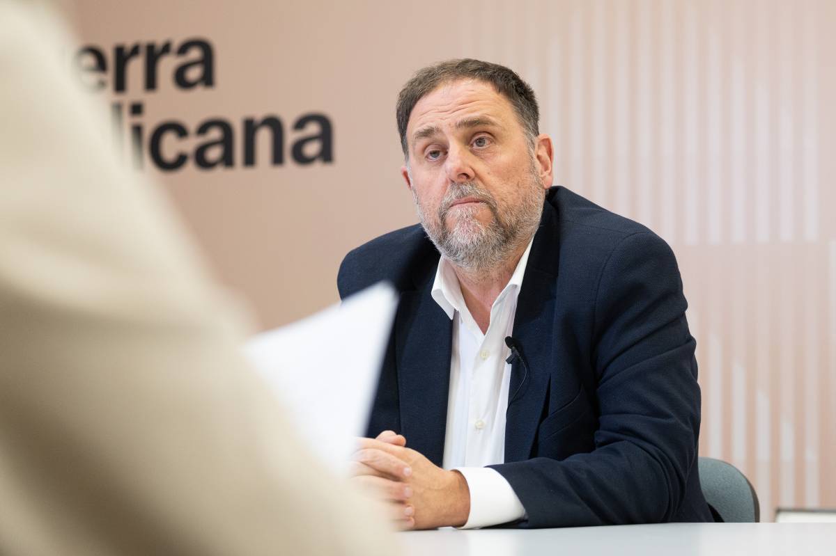Oriol Junqueras, durant l`entrevista amb Nació