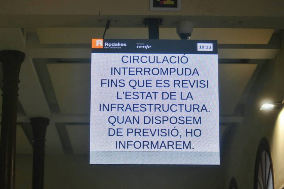 Missatge d'avís de la circulació interrompuda a l'estació - Nebridi Aróztegui