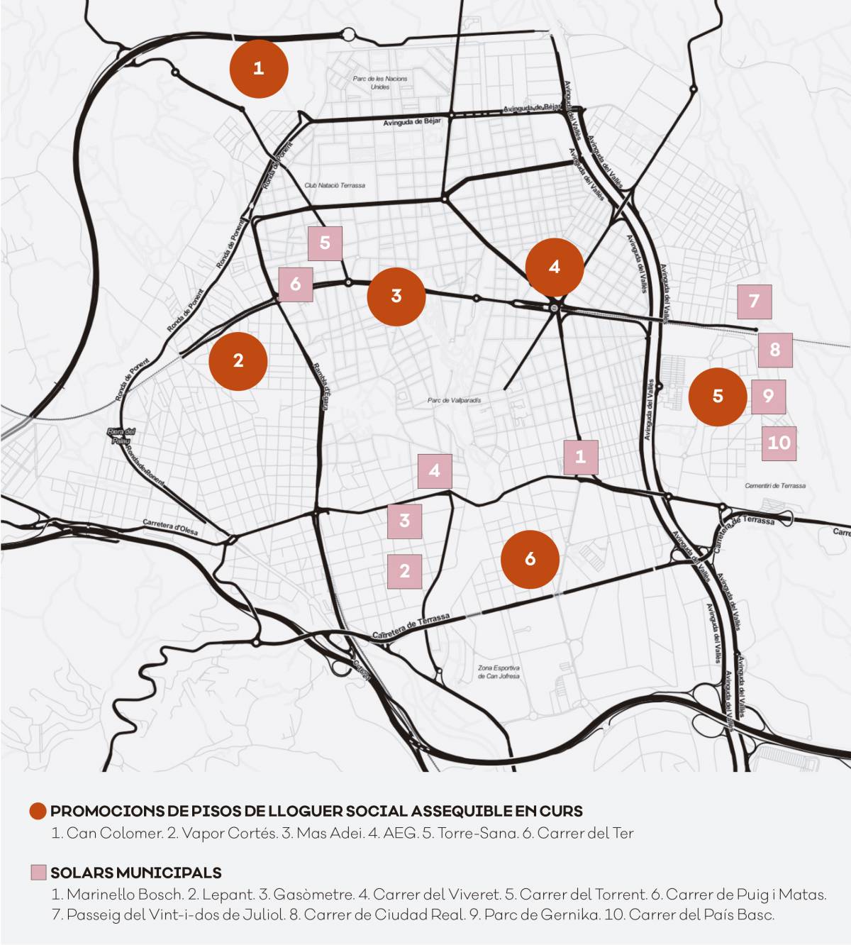 Mapa de la previsió de construcció d'habitatge social pels pròxims anys  - Diari de Terrassa