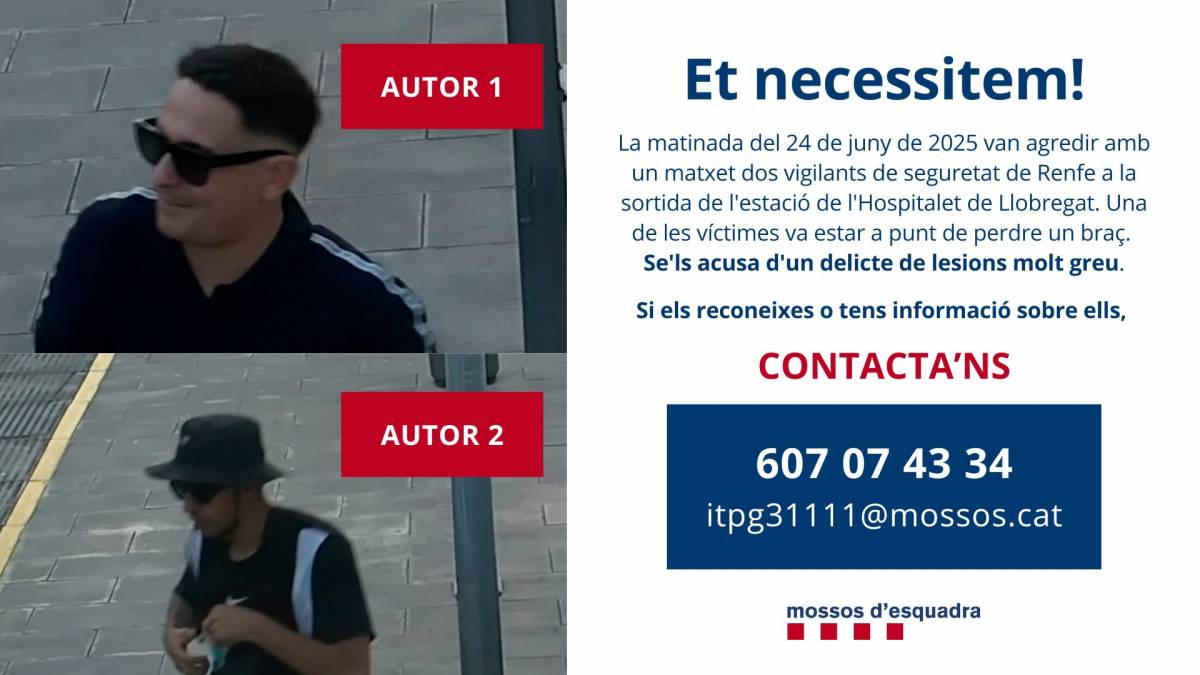 Els Mossos difonen imatges de dos agressors i demanen ajuda ciutadana