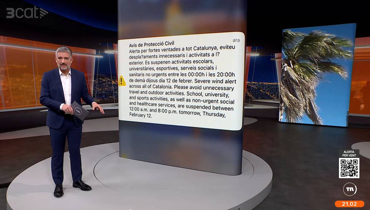 L'alerta per les fortes ventades atia els catalans a veure el «Telenotícies»