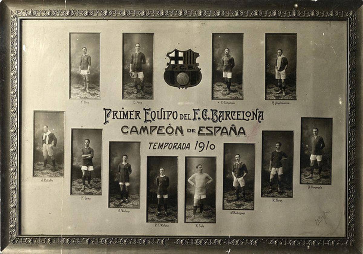 Orla commemorativa del Barça de 1910, el mateix any en què el club blaugrana va estrenar nou escut amb la senyera. - FC Barcelona