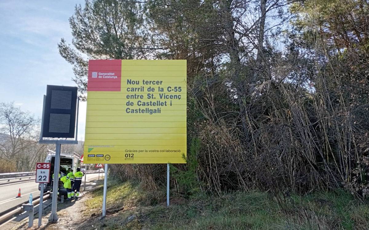 Es reprenen les obres del tercer carril a la C-55 entre Sant Vicenç i Castellgalí