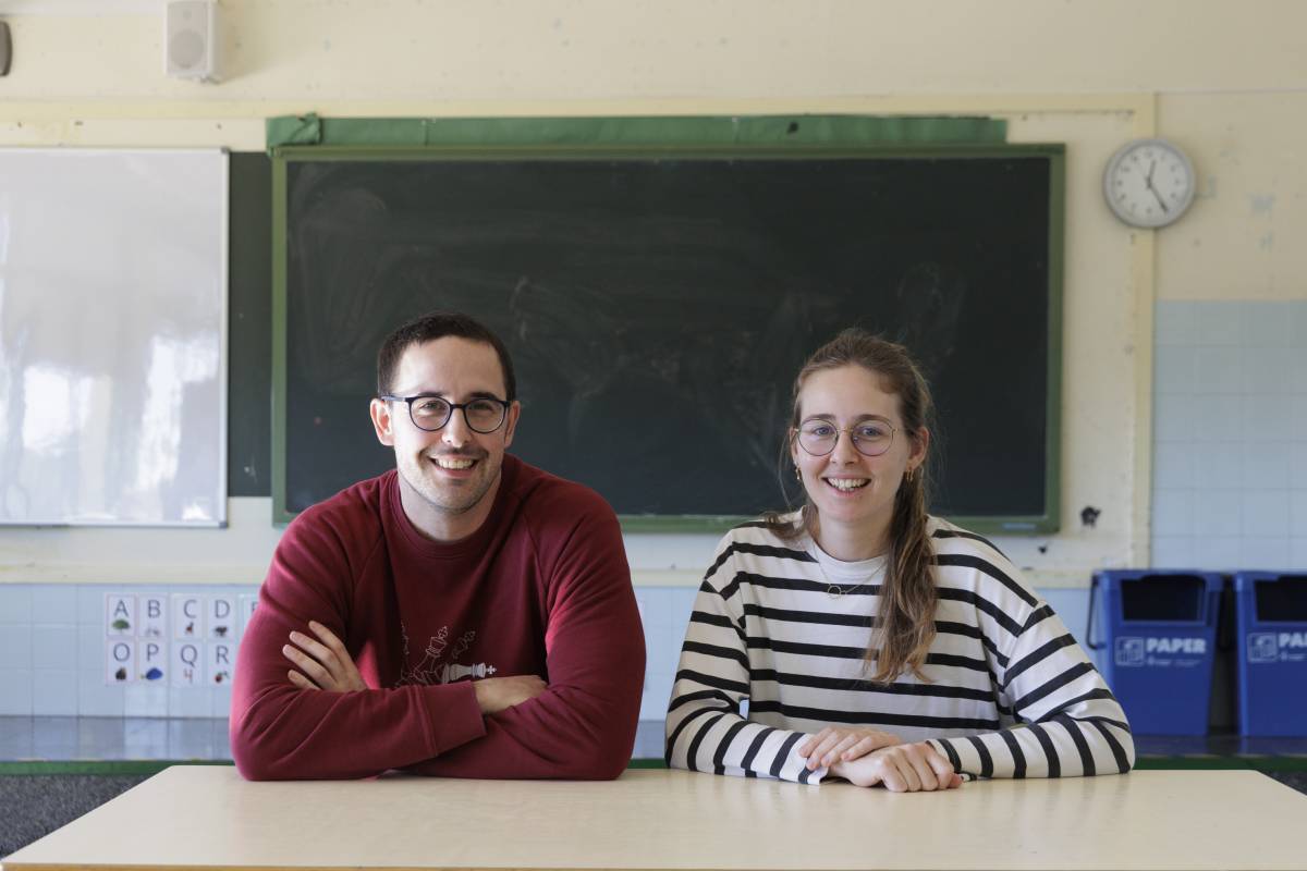 Berenguer Chiva i Violeta Torrent, a l'Escola Cirera - Andreu Adrover