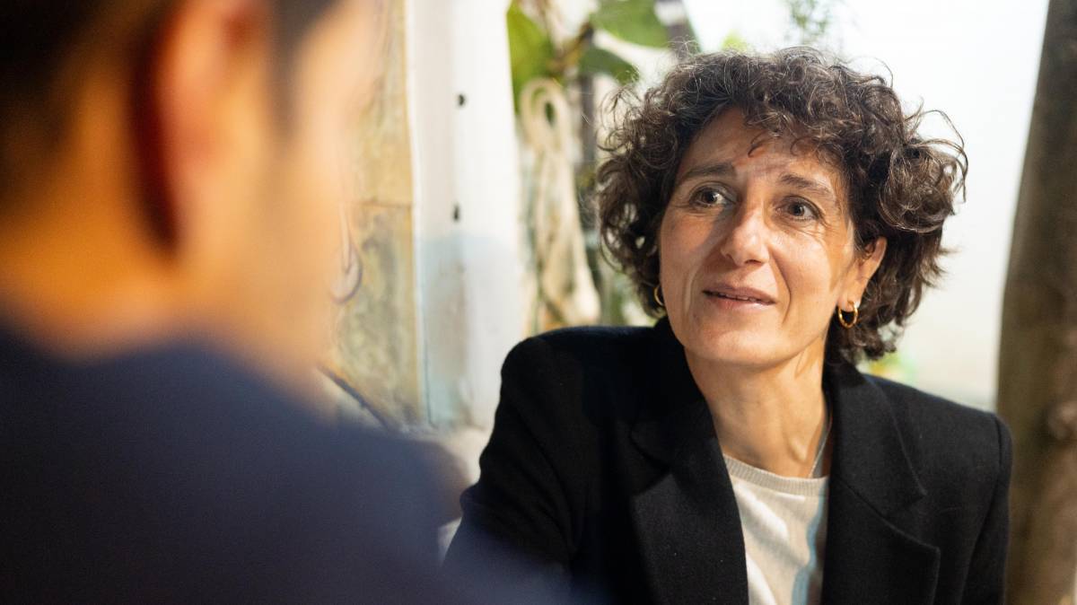 Marina Garcés, durant l`entrevista amb Nació