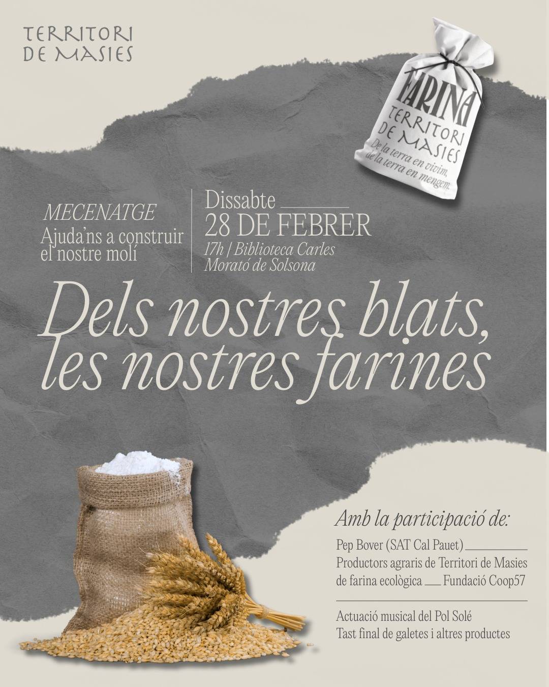  Territori de Masies impulsa una  campanya de mecenatge per posar en marxar un obrador i un molí fariner