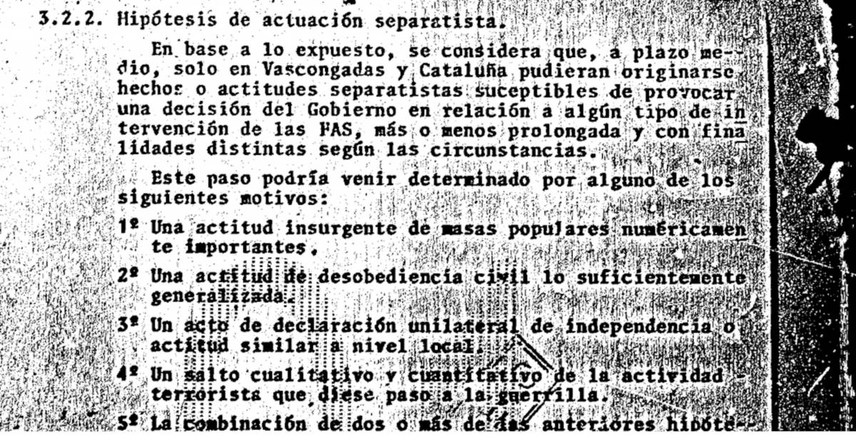 El CESID alertava el 1981 de la possibilitat que una DUI a Catalunya fes activar l'exèrcit