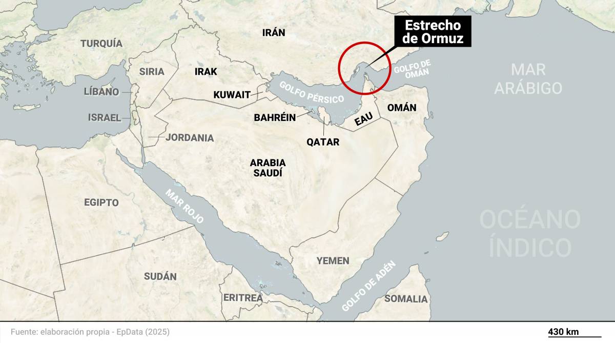 Mapa de localització de l`estret d`Ormuz i els països que ho envolten al golf Pèrsic