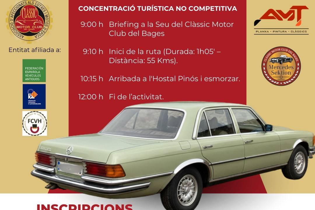 L'Hostal de Pinós acollirà una concentració de cotxes clàssics 