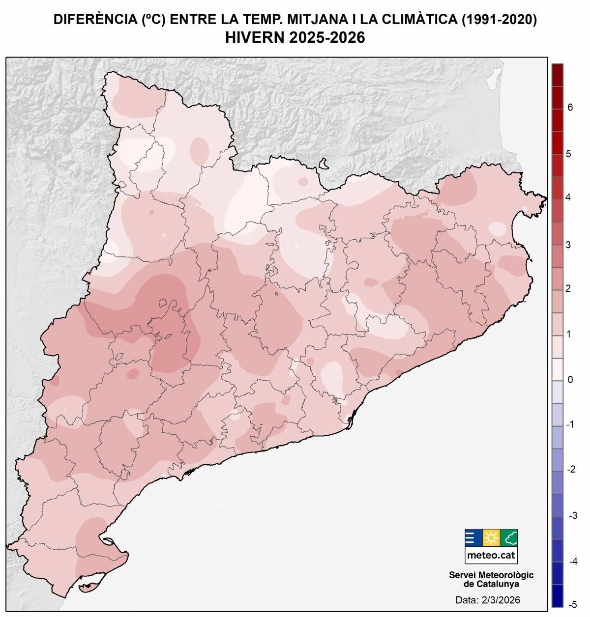 Temperatures d`aquest hivern en relació a la mitjana - Meteocat Temperatures d`aquest hivern en relació a la mitjana