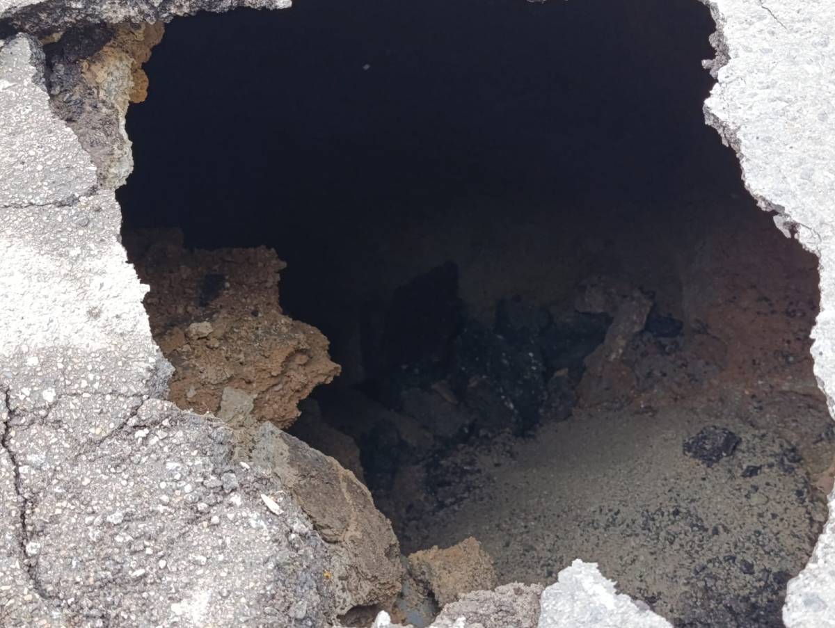 Desconcert per un esvoranc de grans dimensions en ple carrer: "Els hem d'anar esquivant amb el cotxe"