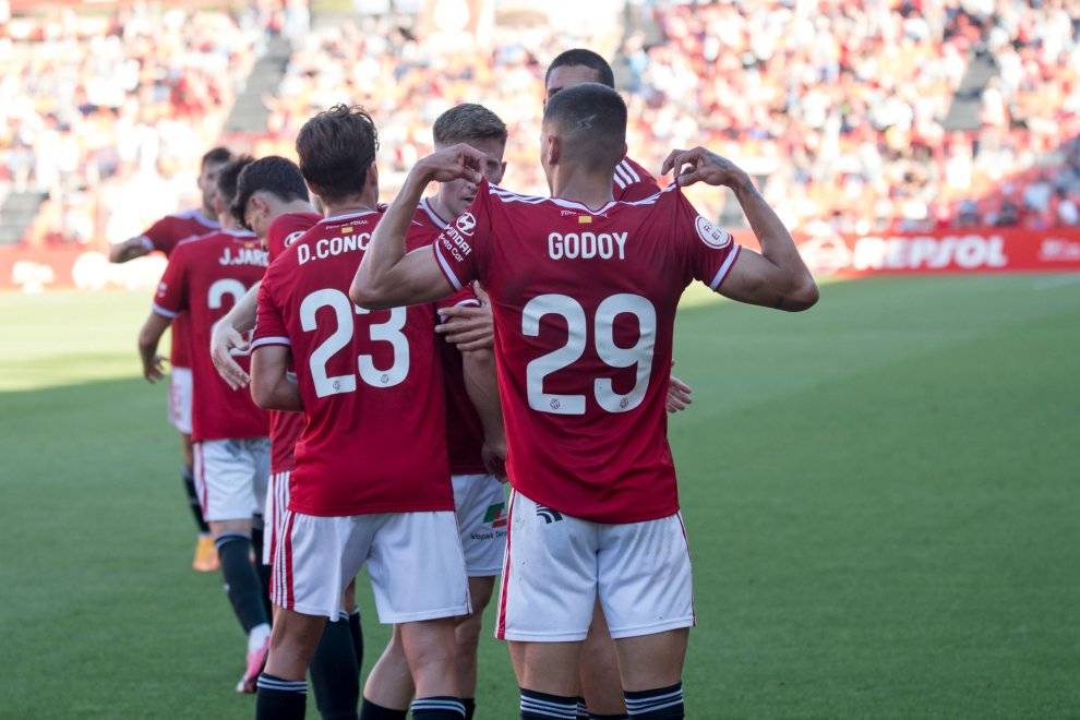 Godoy, celebrant un gol en la seva etapa al Nàstic