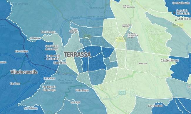 MAPA | Quin és el nivell socioeconòmic del teu veí: la zona de Terrassa més rica duplica el valor de la més pobra
