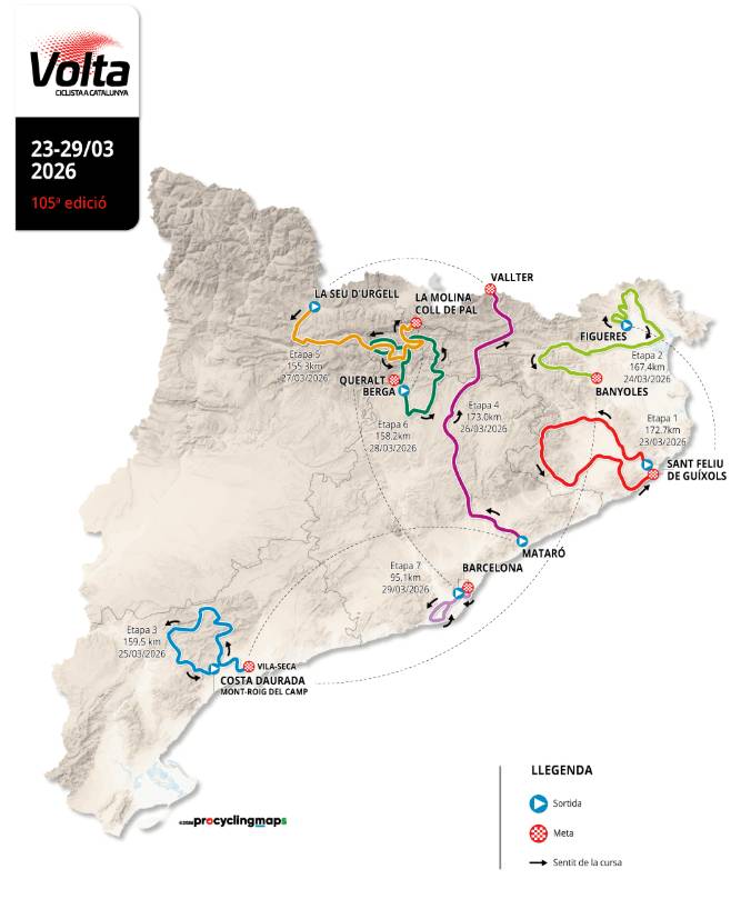 El mapa de la Volta Ciclista a Catalunya 2026