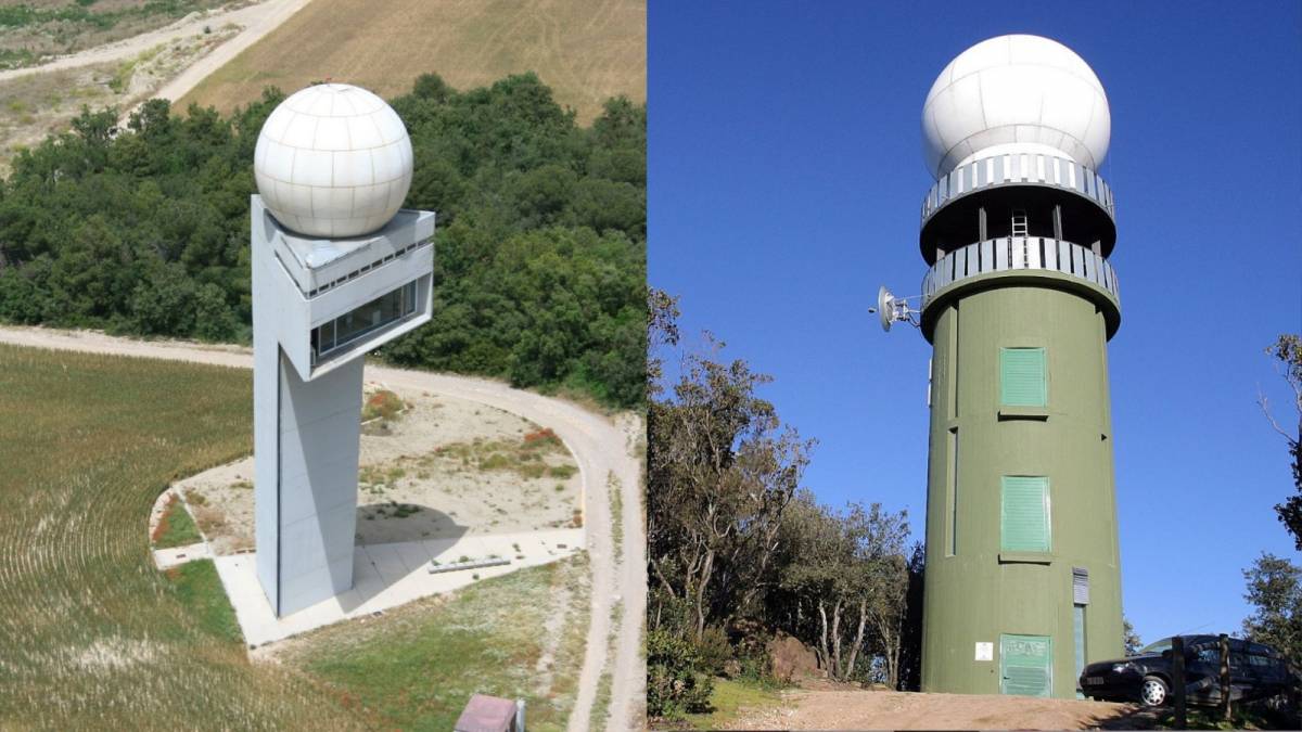 Els radars del Meteocat de Vallirana i de les Gavarres