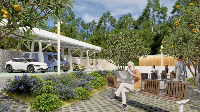 Així serà la primera electrolinera ultraràpida de Barcelona