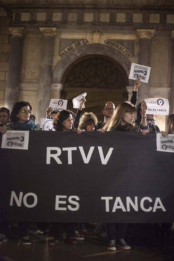 Anna Pascual durant la concentració a Barcelona pel tancament de Canal 9