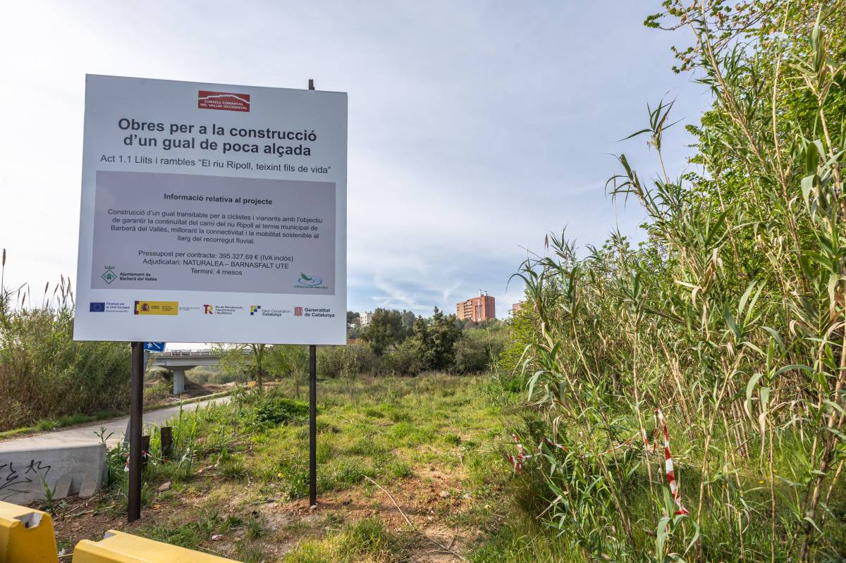 Obres en el tram del Ripoll al seu pas per Barberà