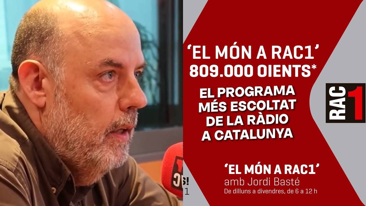 El davantal de Jordi Basté per celebrar els nous rècords de RAC1 a l'EGM, amb missatge emotiu inclòs: «No ho oblidem mai»