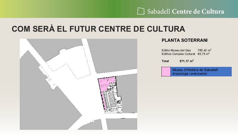 Planta soterrani de la nova plaça del Gas, amb el Centre de Cultura - Planta soterrani de la nova plaça del Gas, amb el Centre de Cultura