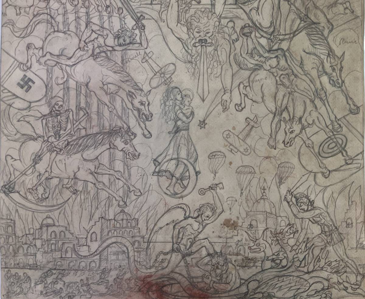 Un esbós de la pintura d e l'apocalipsi d'Aragay. - Museu Josep Aragay