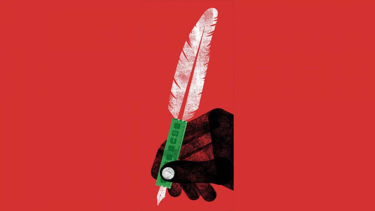 Il·lustració sobre la intel·ligència artificial a l`escriptura