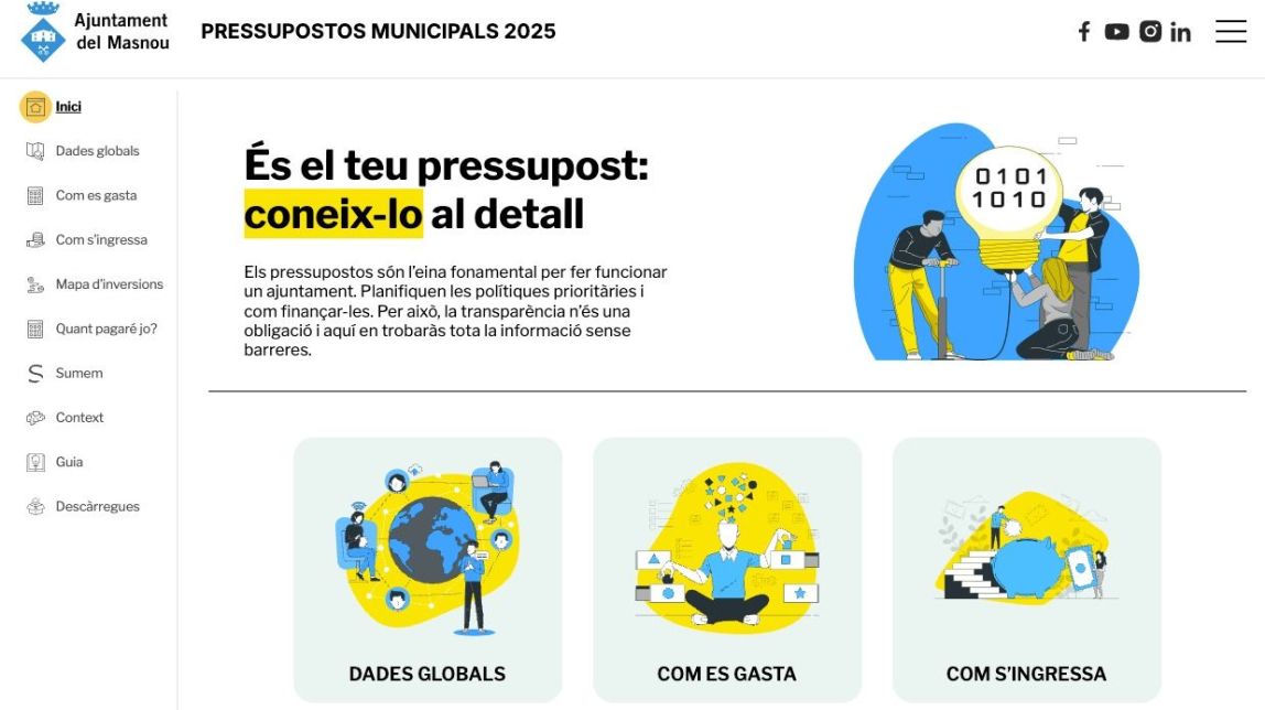 El Masnou estrena un portal de pressupostos municipals interactiu i accessible