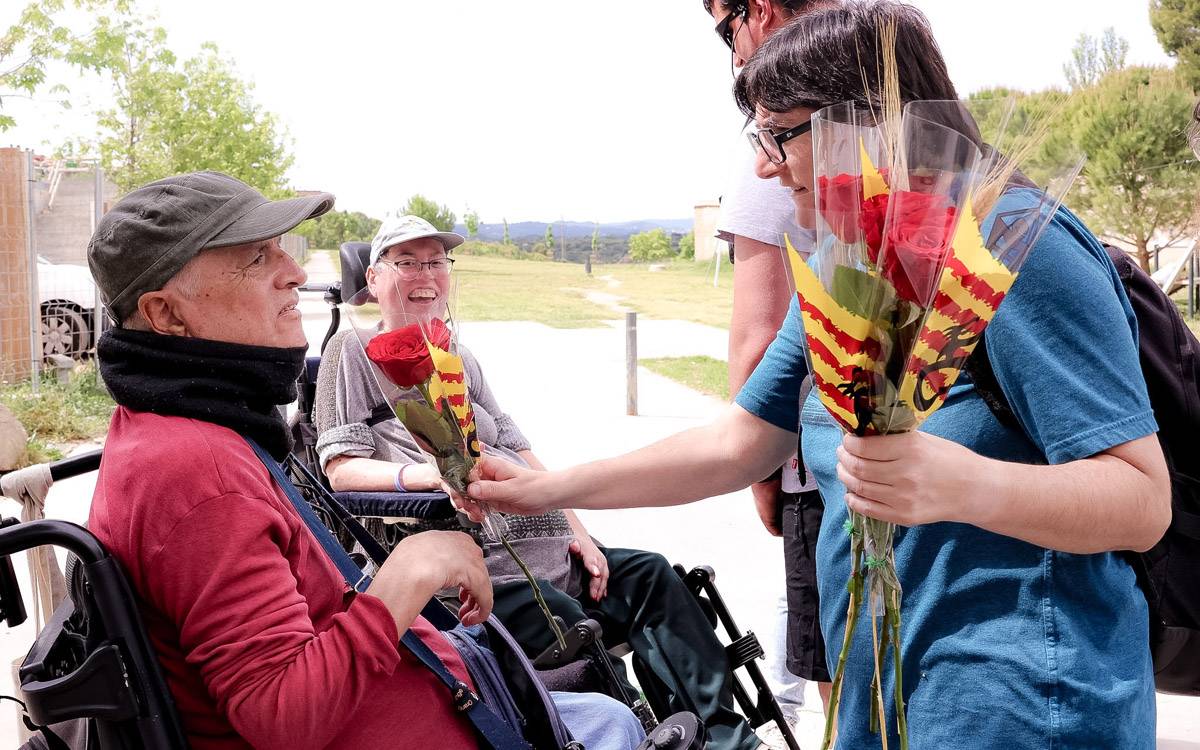 Usuaris d'Ampans reparteixen més de 2.000 roses a residències per Sant Jordi
