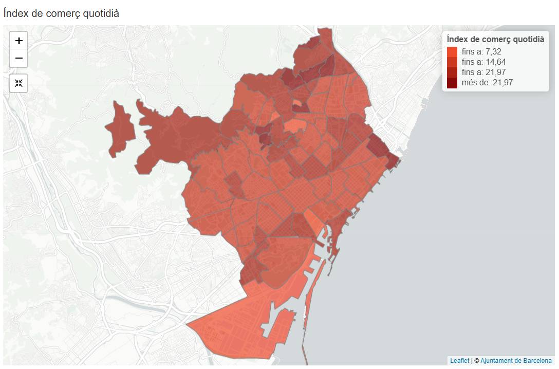 Índex de comerç quotidià, per barris