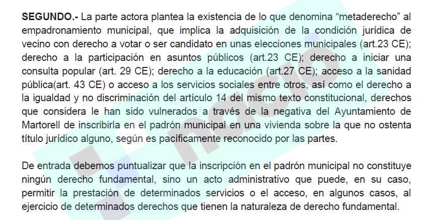 Fragment de l`argumentació de la jutgessa a la sentència