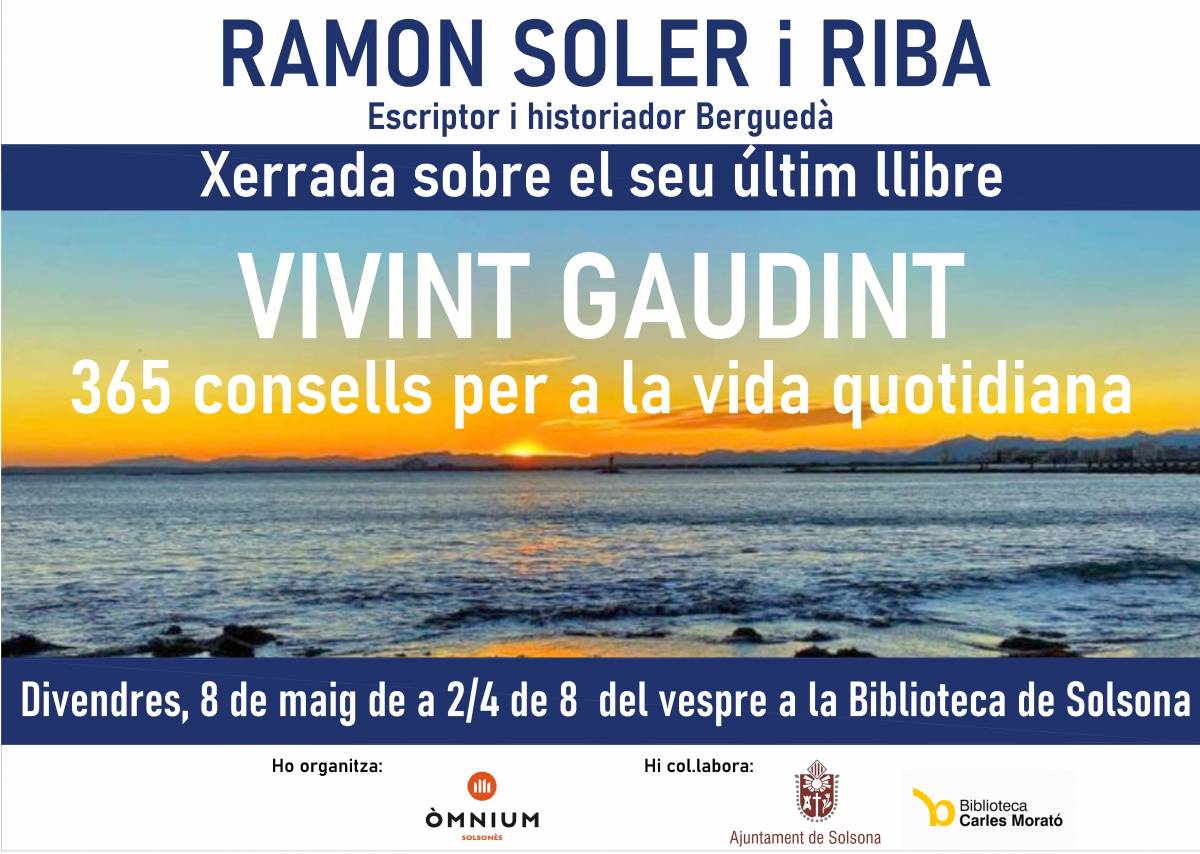 L'escriptor berguedà Ramon Soler Riba presenta a Solsona «Vivint  gaudint»