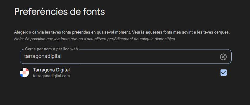 Selecciona TarragonaDigital a les Fonts preferides de Google