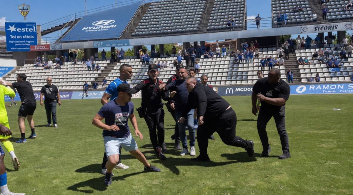 Invasió de camp i batusses al Camp d'Esports després del partit del Lleida CF