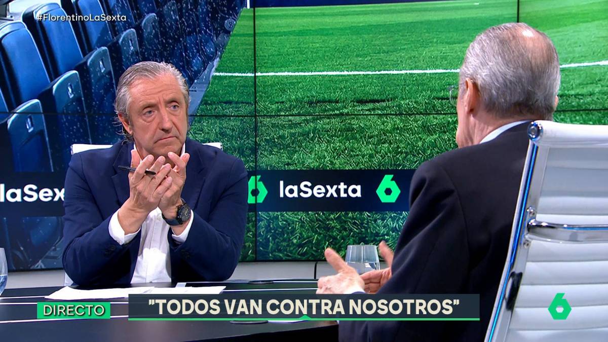 Josep Pedrerol amb Florentino Pérez a La Sexta