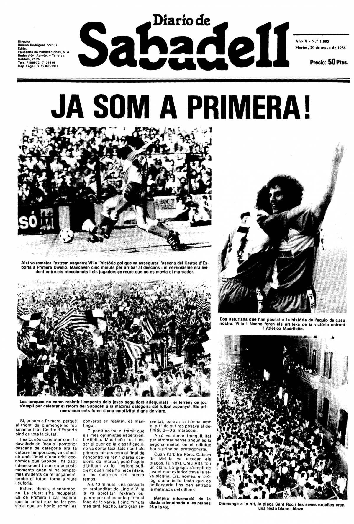 La portada del Diari el dimarts 20 de maig, en la primera edició després de la fita - CES La portada del Diari el dimarts 20 de maig, en la primera edició després de la fita