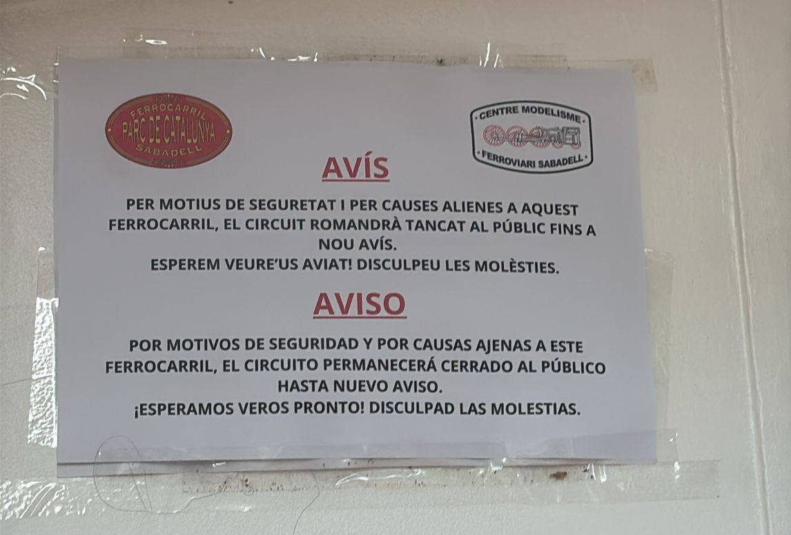 El cartell penjat a la zona pròxima del Trenet - Cedida El cartell penjat a la zona pròxima del Trenet