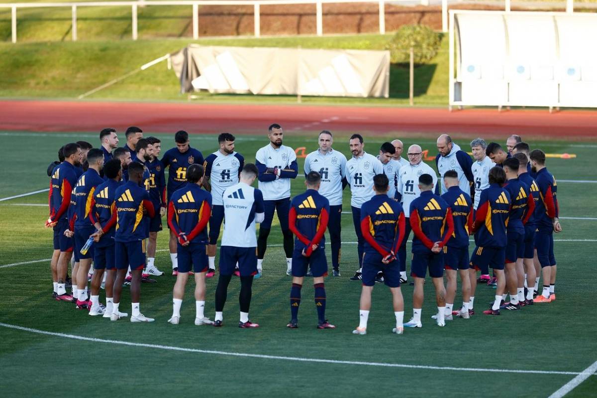 Un entrenament de la selecció espanyola de futbol