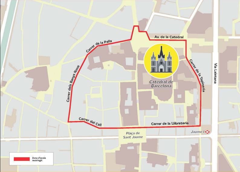 Afectacions de la mobilitat amb motiu de la visita del Papa en entorns de la Catedral i del Palau Episcopal
