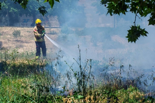 Un incendi forestal a Can Puiggener crema prop de 1.800 metres quadrats de vegetació