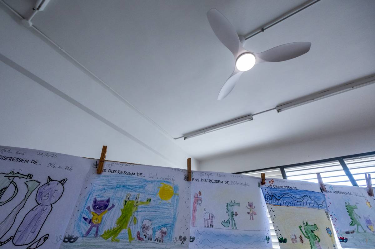 El model de ventiladors que instal·la l`Ajuntament, en aquest cas a l`escola Espronceda - Juanma Peláez El model de ventiladors que instal·la l`Ajuntament, en aquest cas a l`escola Espronceda