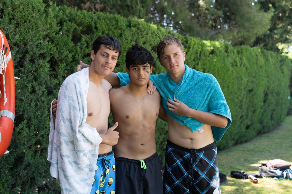 Hernández, Amado i Morales, durant el primer dia de piscina - David Chao Hernández, Amado i Morales, durant el primer dia de piscina