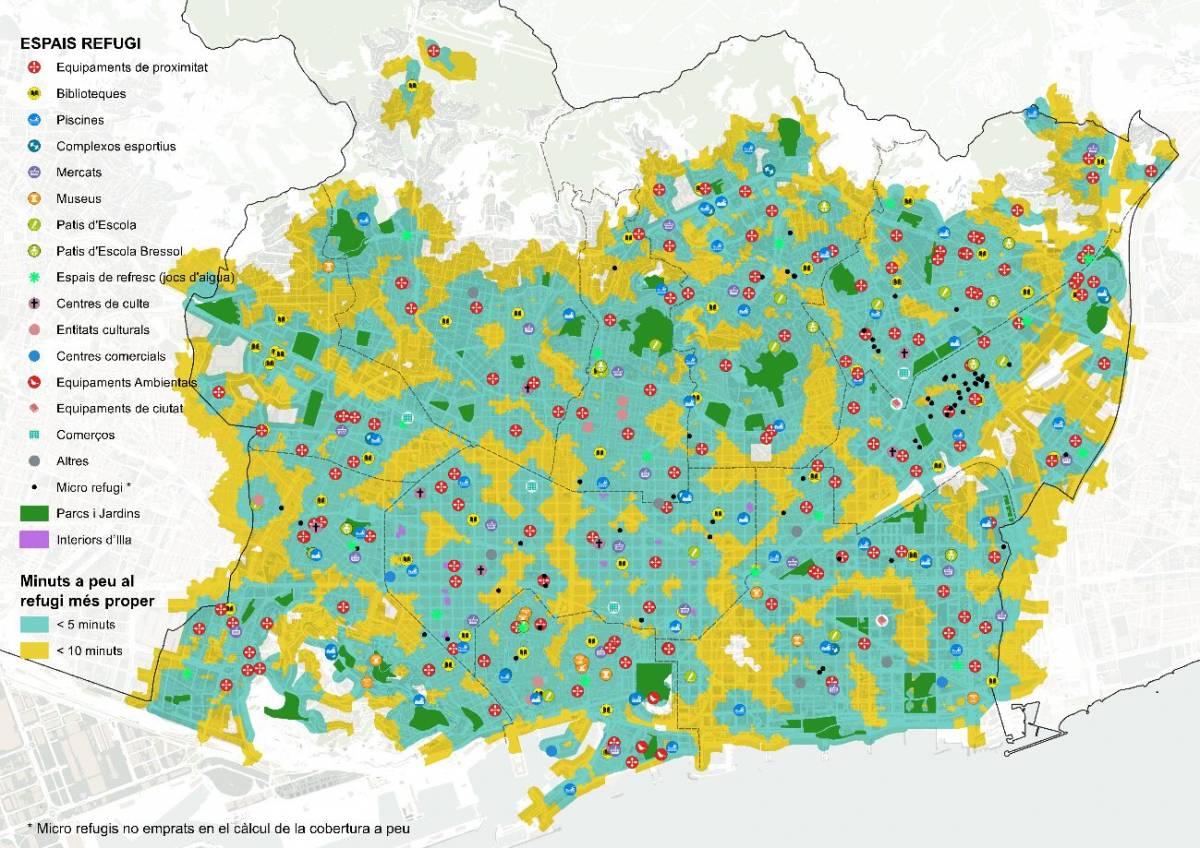 Mapa de refugis climàtics a Barcelona - Ajuntament de Barcelona Mapa de refugis climàtics a Barcelona